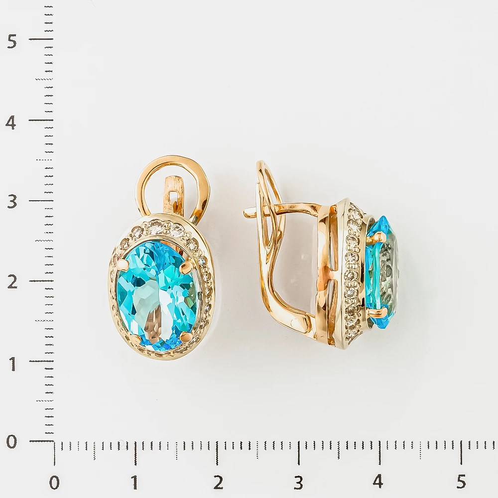Серьги с топазом из красного золота 585 пробы 2