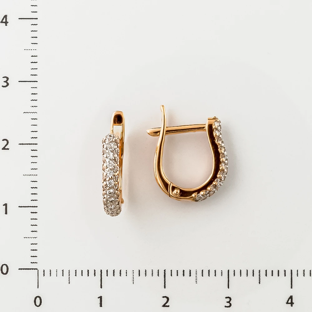 Серьги с фианитом из красного золота 585 пробы 2