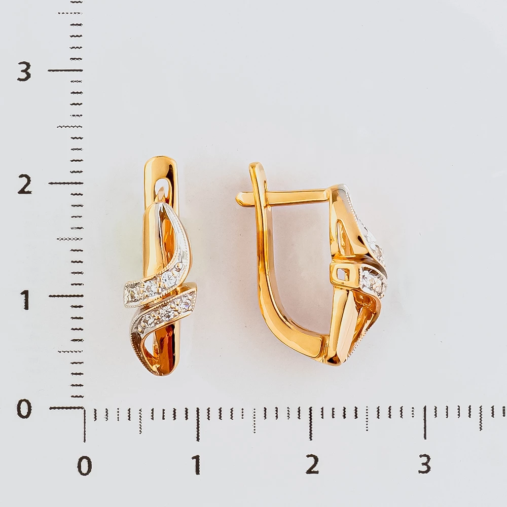 Серьги с фианитом из красного золота 585 пробы 2