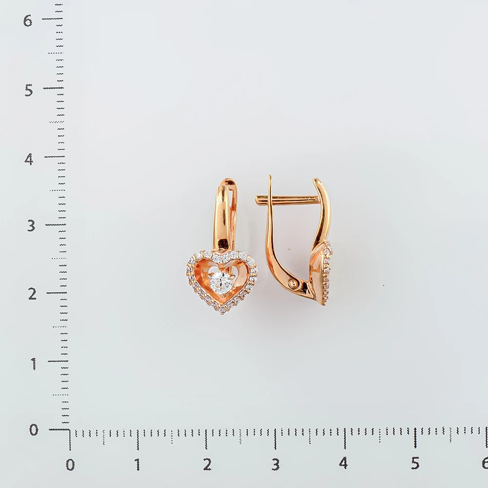 Серьги с фианитом из красного золота 585 пробы 2
