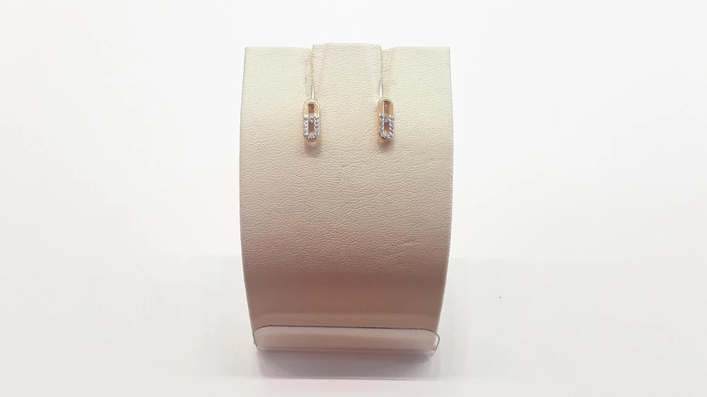 Серьги с фианитом из красного золота 585 пробы 1