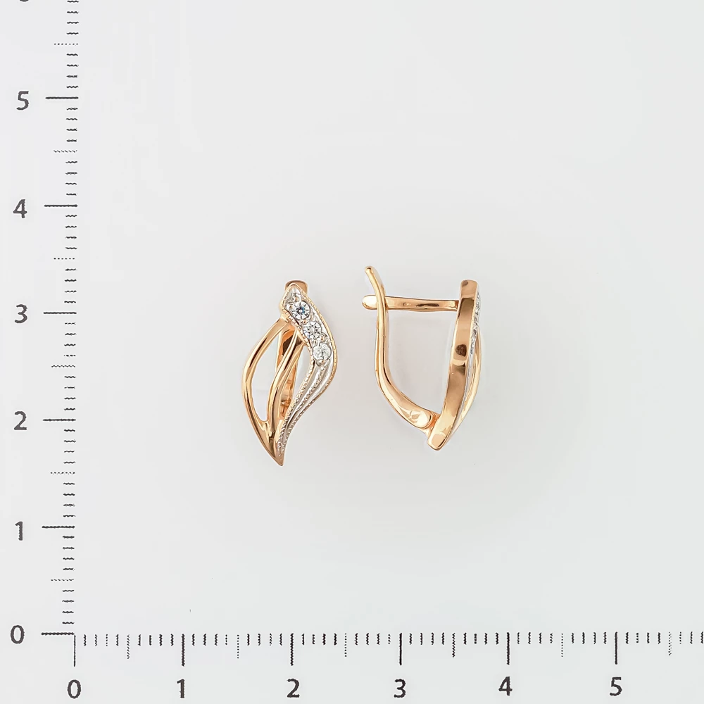 Серьги с фианитом из красного золота 585 пробы 2