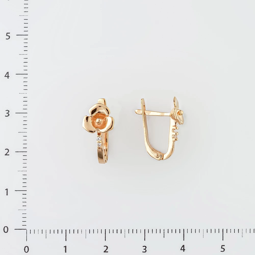 Серьги с фианитом из красного золота 585 пробы 2