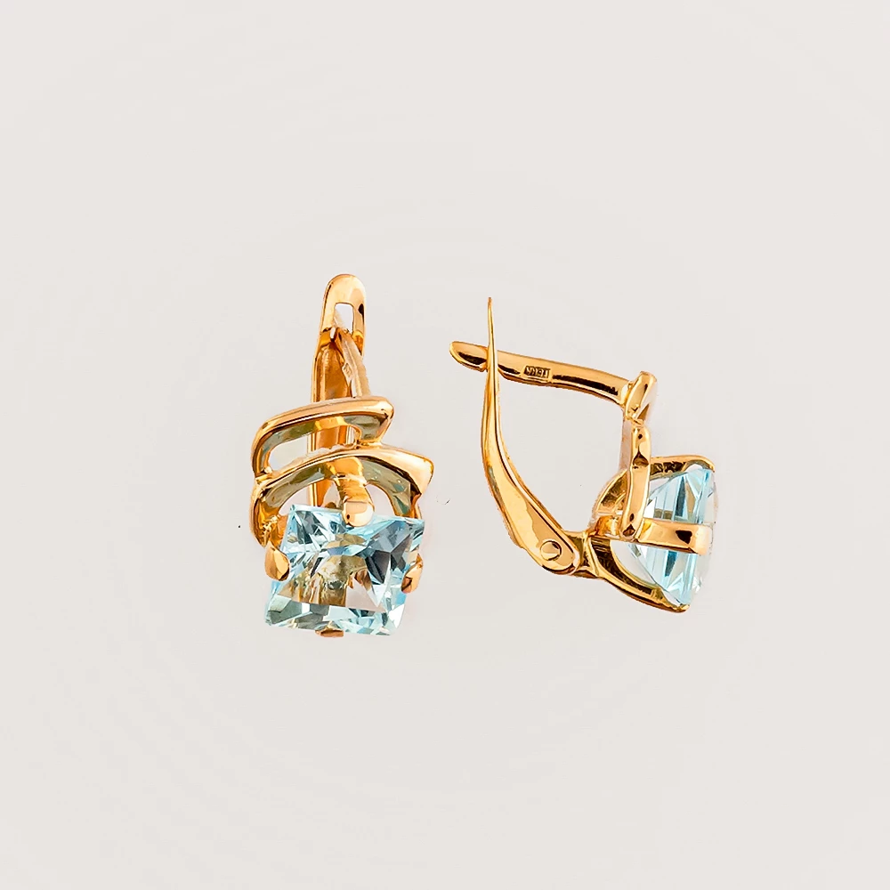 Серьги с топазом из красного золота 585 пробы 1