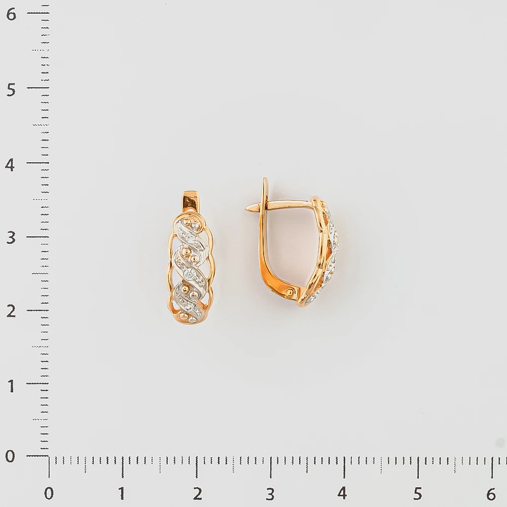 Серьги с фианитом из красного золота 585 пробы 2
