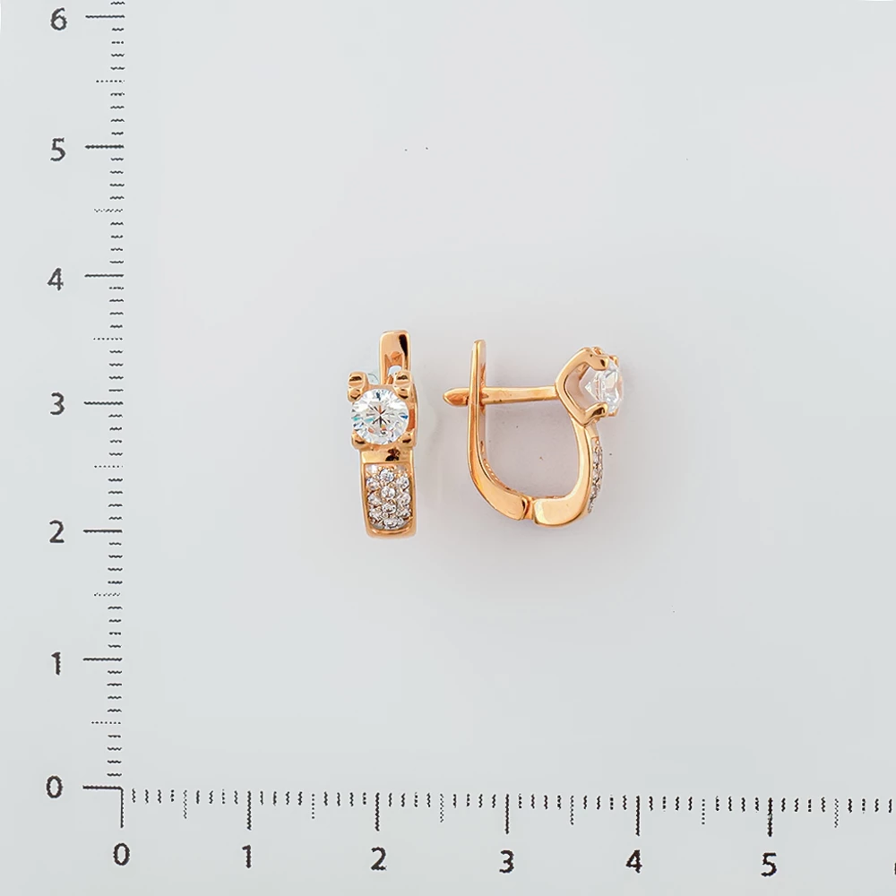 Серьги с фианитом из красного золота 585 пробы 2