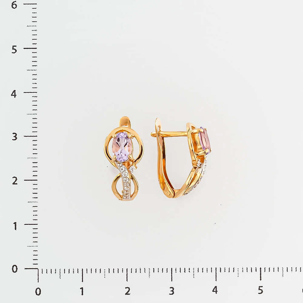 Серьги с аметистом из красного золота 585 пробы 2