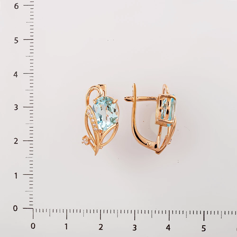 Серьги с топазом из красного золота 585 пробы 2