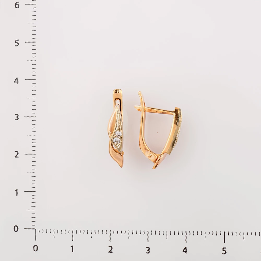 Серьги с фианитом из красного золота 585 пробы 2