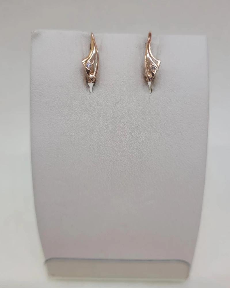 Серьги с фианитом из красного золота 585 пробы 1