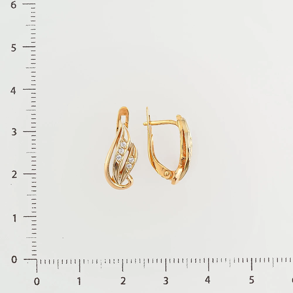 Серьги с фианитом из красного золота 585 пробы 2