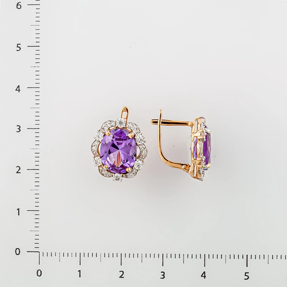 Серьги с александритом синтетическим из красного золота 585 пробы 2