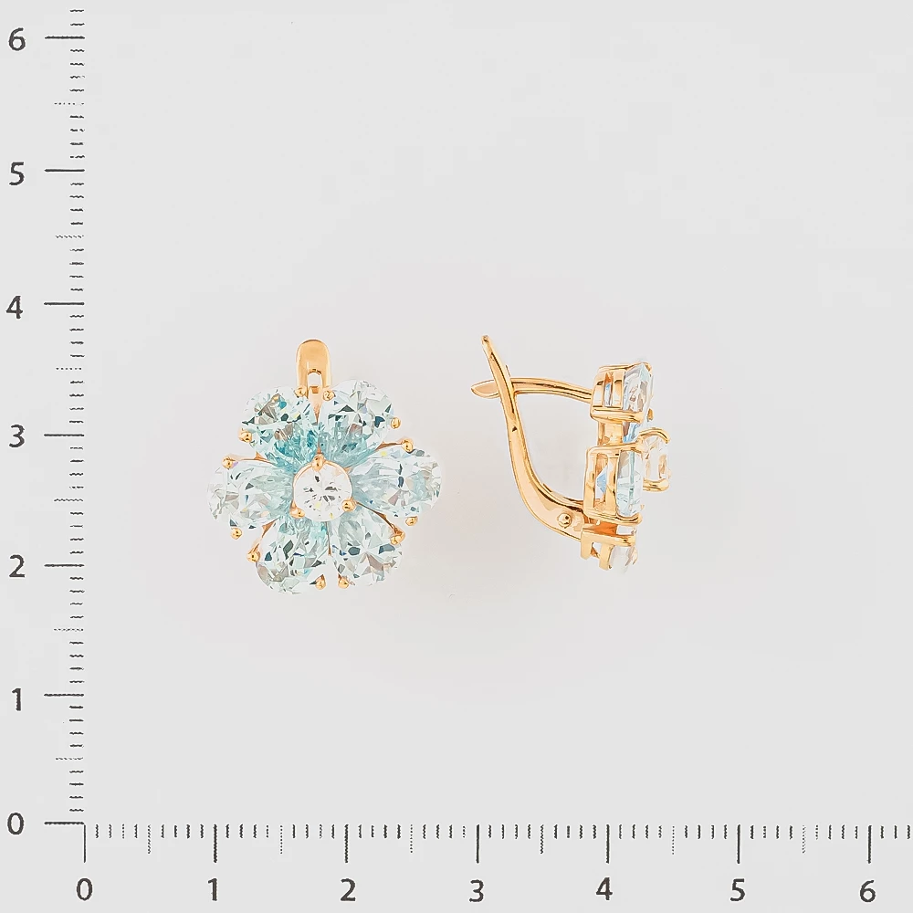 Серьги с топазом из красного золота 585 пробы 2