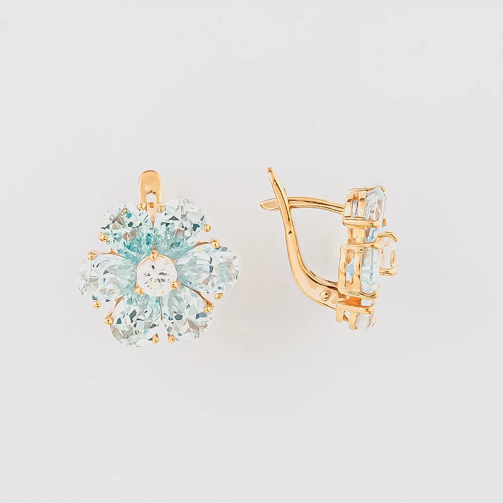 Серьги с топазом из красного золота 585 пробы 1