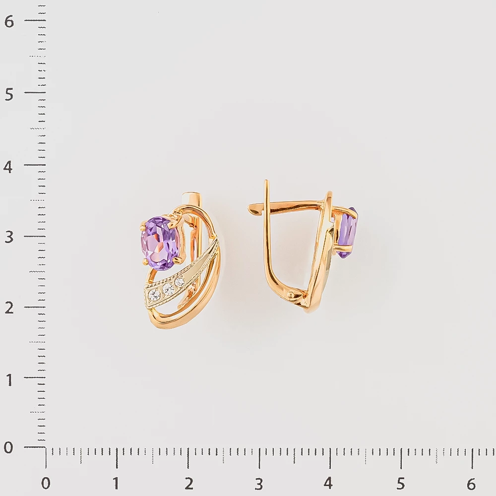 Серьги с аметистом из красного золота 585 пробы 2
