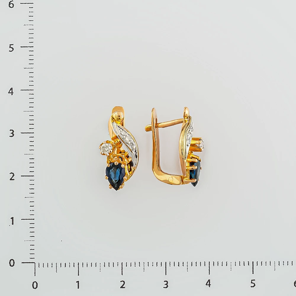 Серьги с сапфиром из красного золота 585 пробы 2