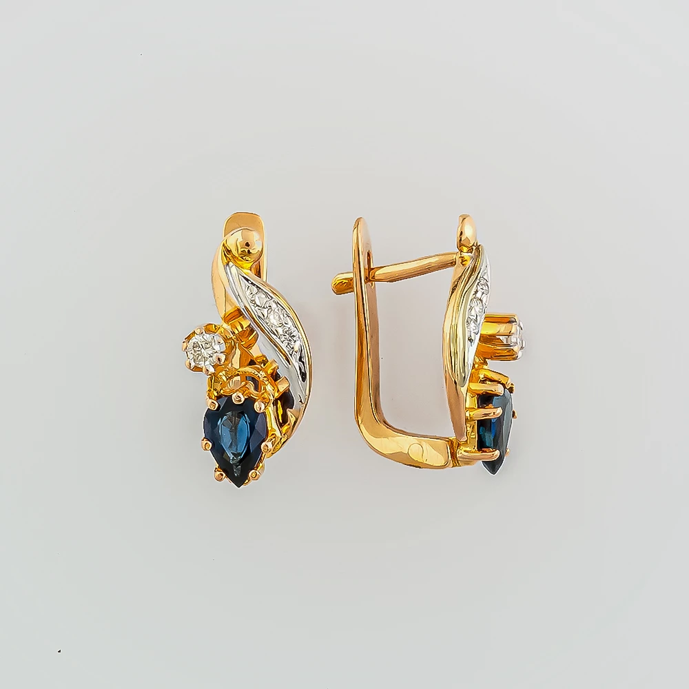 Серьги с сапфиром из красного золота 585 пробы 1