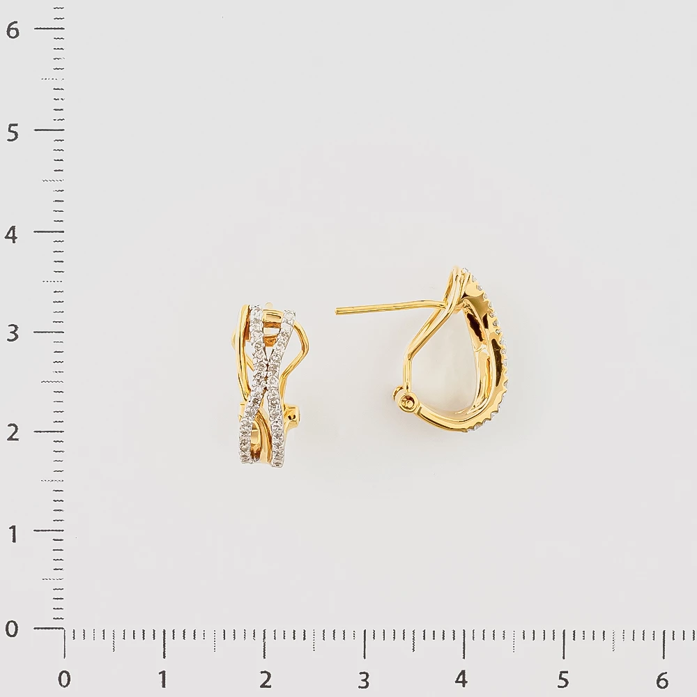Серьги с бриллиантом из желтого золота 585 пробы