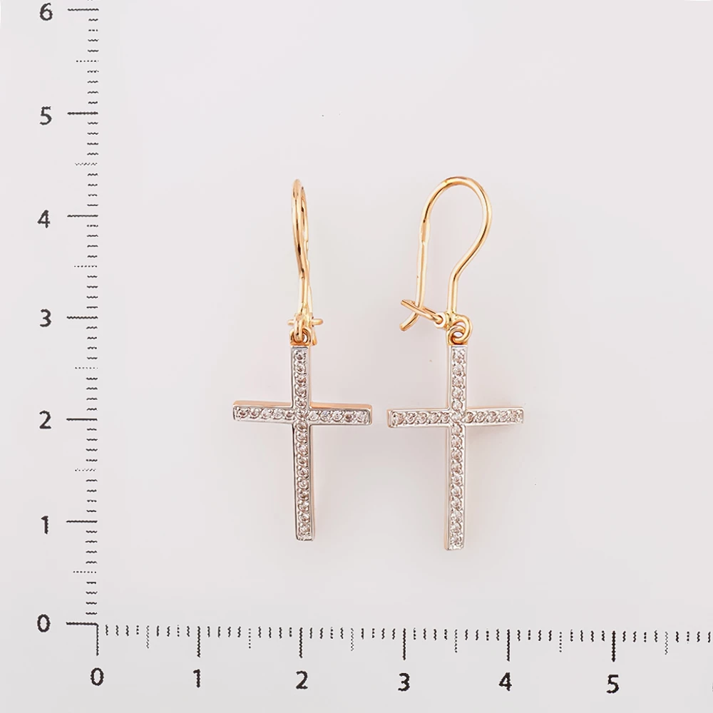 Серьги с фианитом из красного золота 585 пробы 2