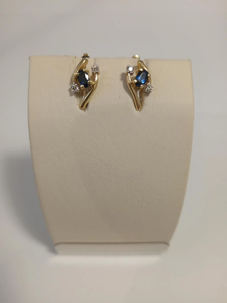 Серьги с сапфиром из желтого золота 585 пробы