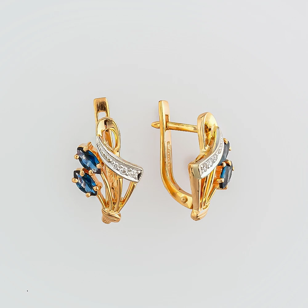 Серьги с сапфиром из красного золота 585 пробы 1