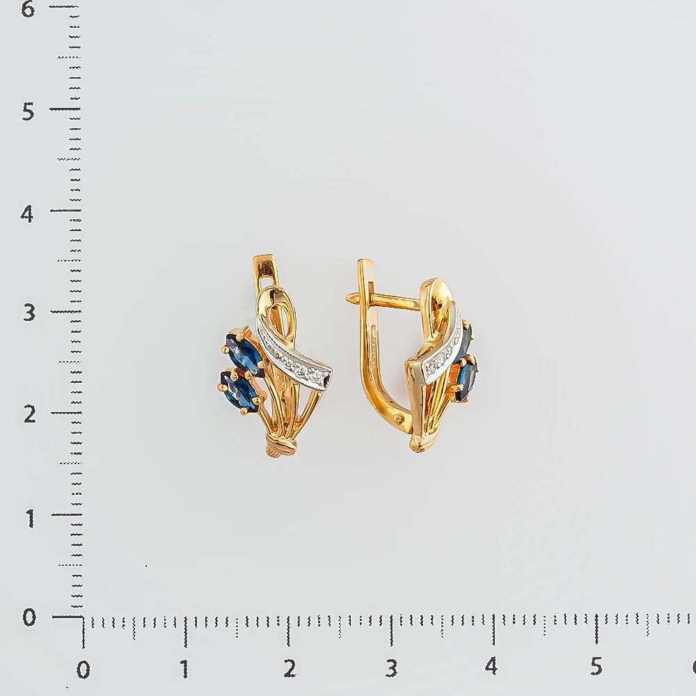 Серьги с сапфиром из красного золота 585 пробы 2