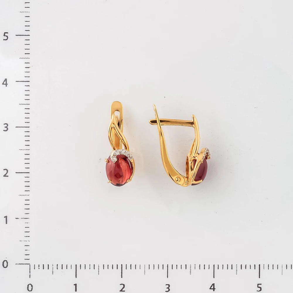 Серьги с гранатом из красного золота 585 пробы 2