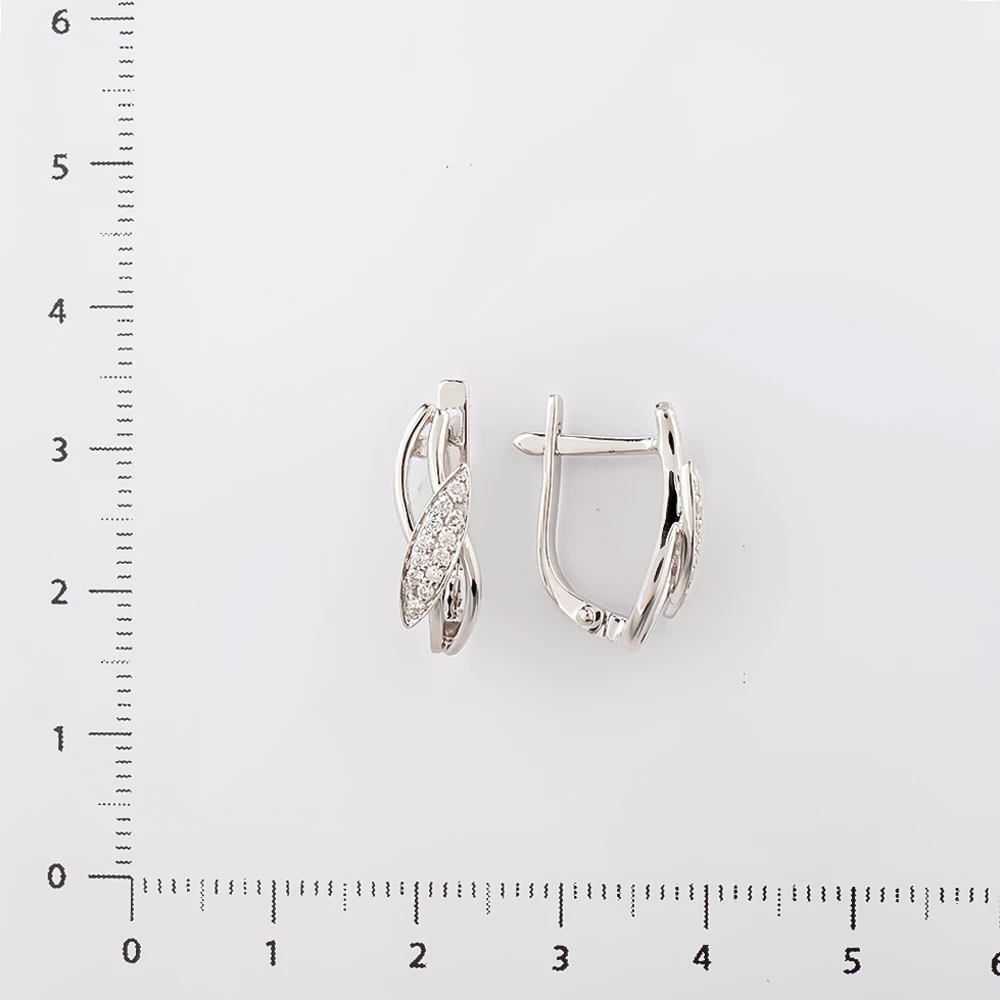 Серьги с бриллиантом из белого золота 585 пробы 2