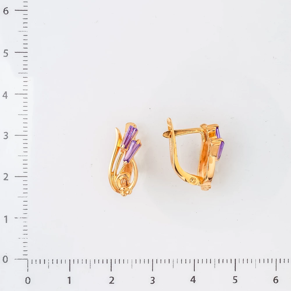 Серьги с ситаллом из красного золота 585 пробы 2