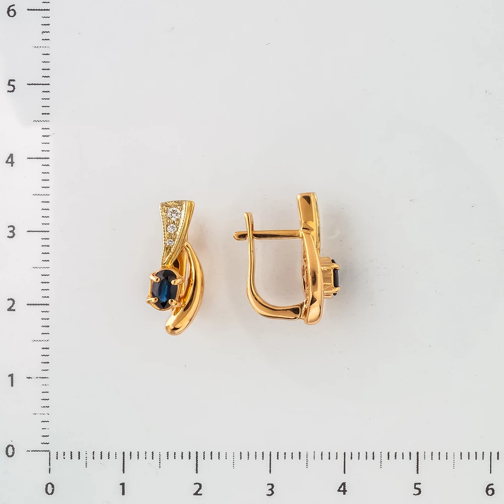 Серьги с сапфиром из красного золота 585 пробы 2