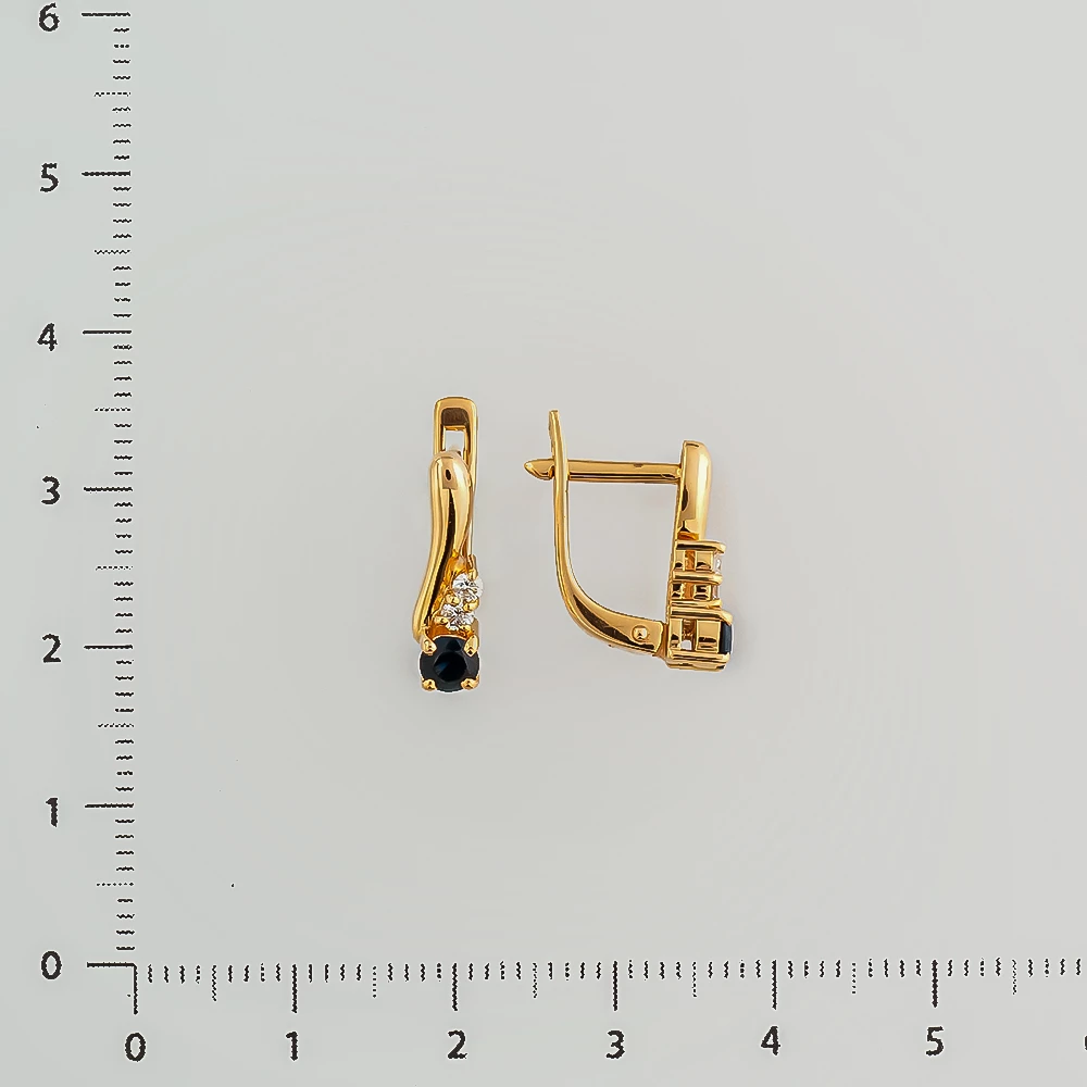 Серьги с сапфиром из красного золота 585 пробы 2