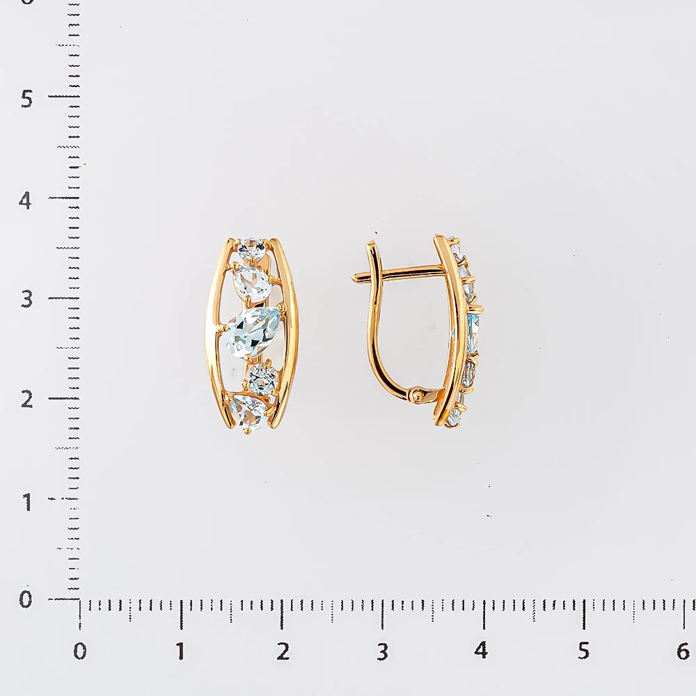 Серьги с топазом из красного золота 585 пробы 2