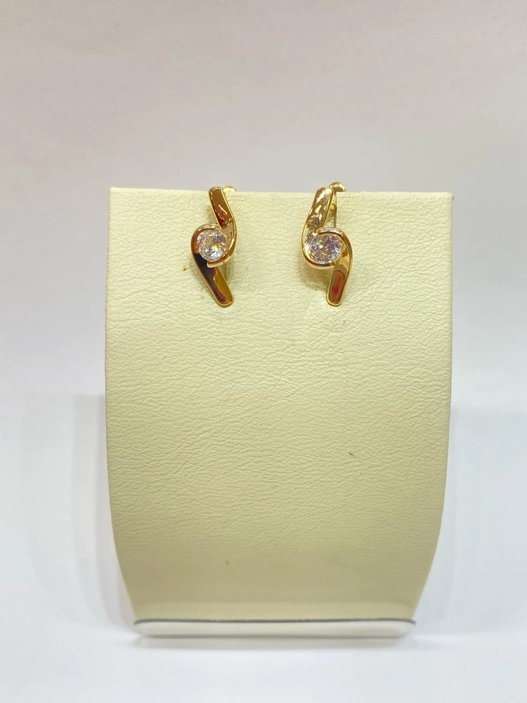 Серьги с фианитом из красного золота 585 пробы 1