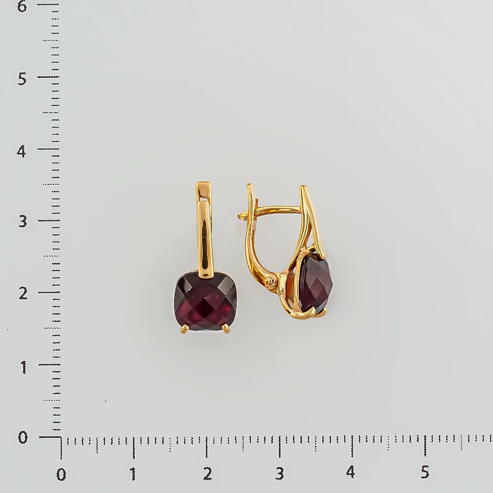 Серьги с гранатом из красного золота 585 пробы 2