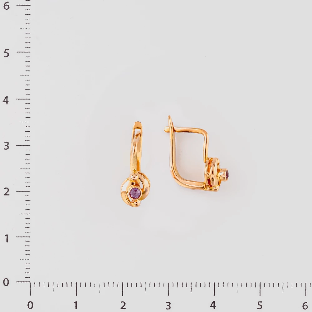 Серьги с фианитом из красного золота 583 пробы 2