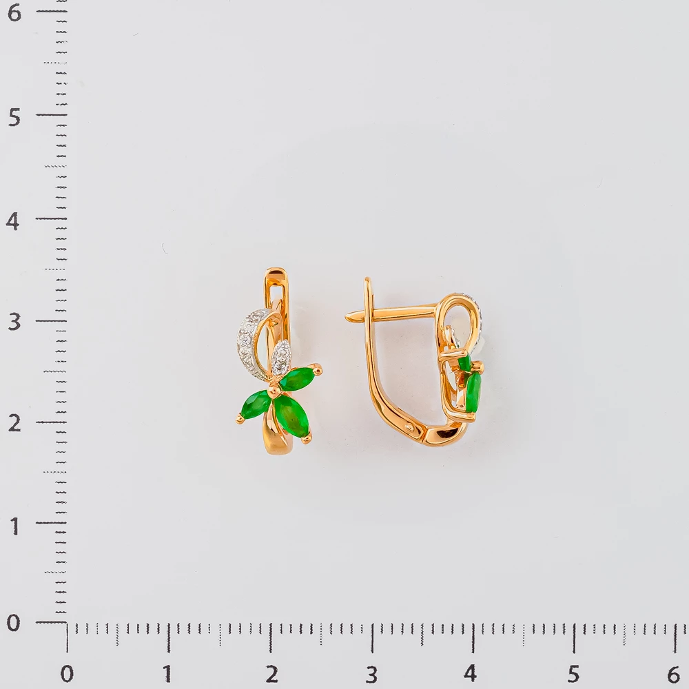 Серьги с изумрудом из красного золота 585 пробы 2