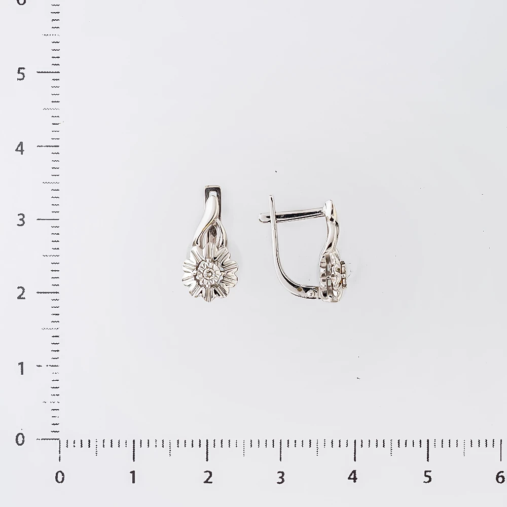 Серьги с бриллиантом из белого золота 585 пробы 2