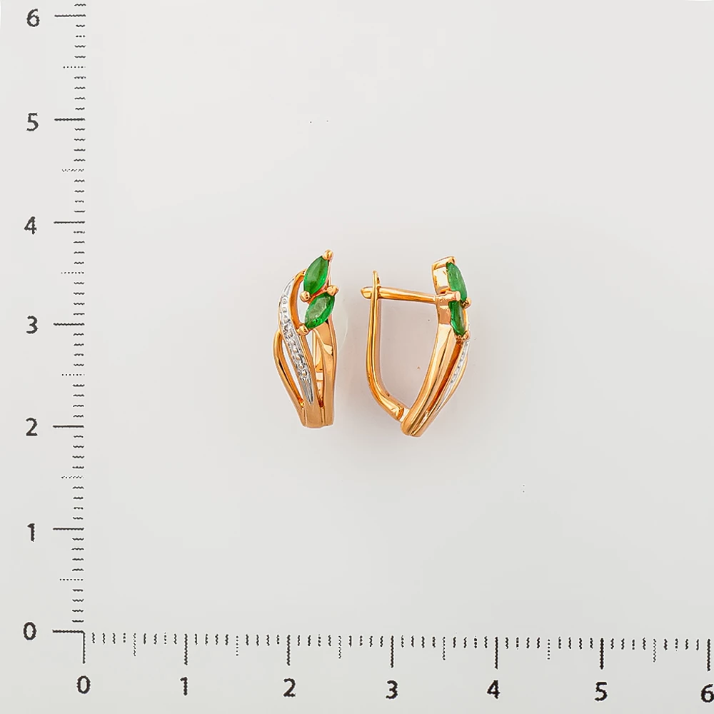 Серьги с изумрудом из красного золота 585 пробы 2