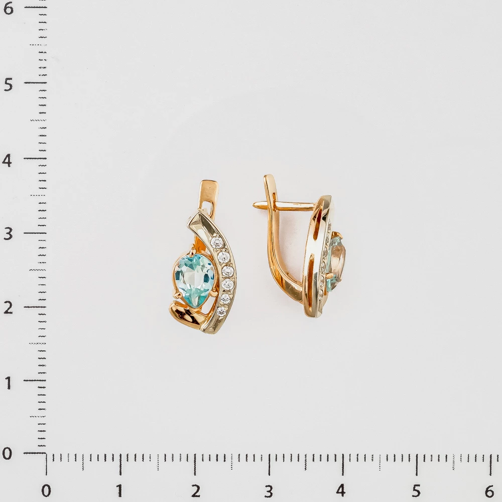 Серьги с топазом из красного золота 585 пробы 2