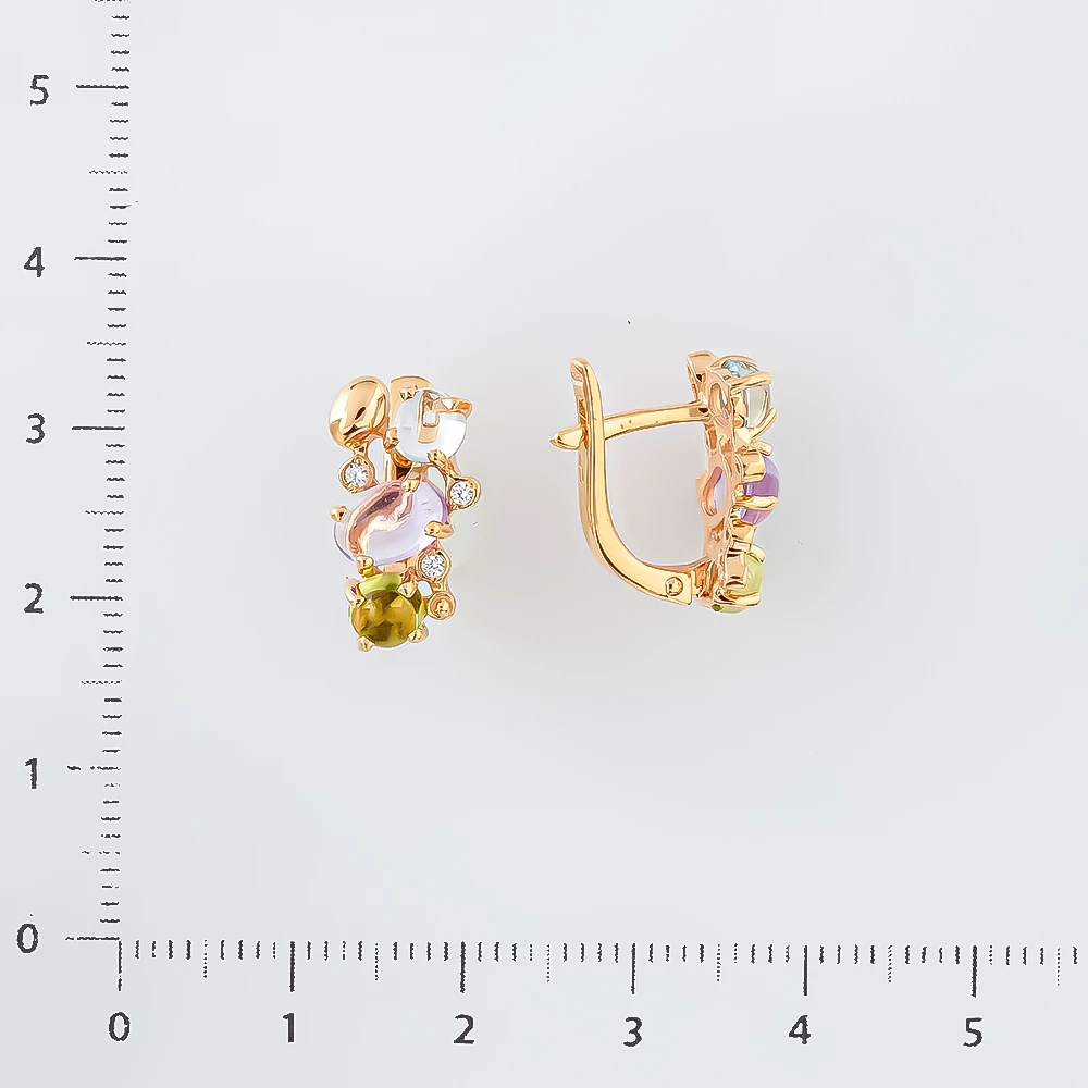 Серьги с топазом из красного золота 585 пробы 2