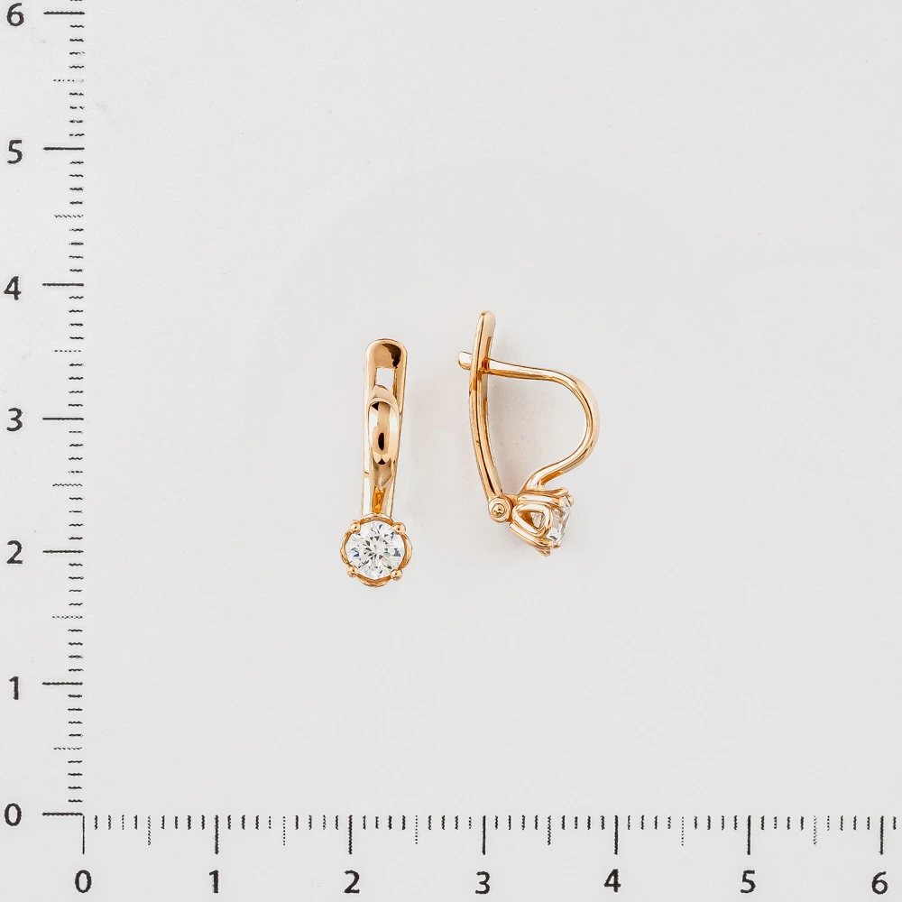 Серьги с фианитом из красного золота 585 пробы 2