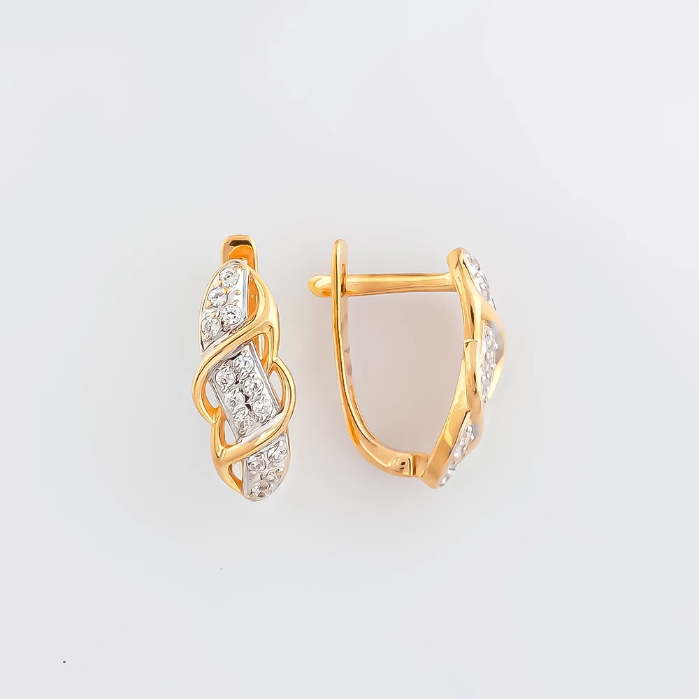 Серьги с фианитом из красного золота 585 пробы 1