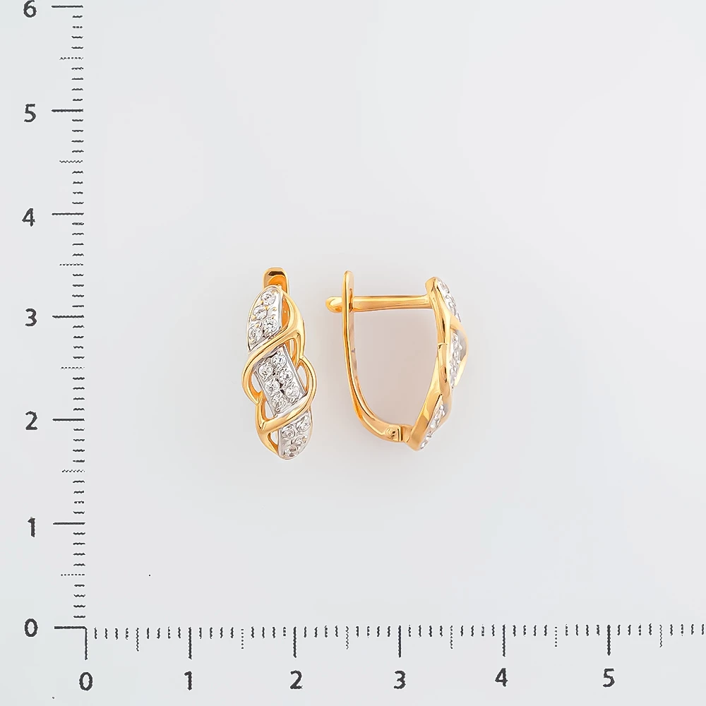 Серьги с фианитом из красного золота 585 пробы 2