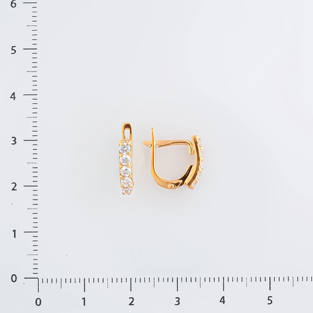 Серьги с фианитом из красного золота 585 пробы 2