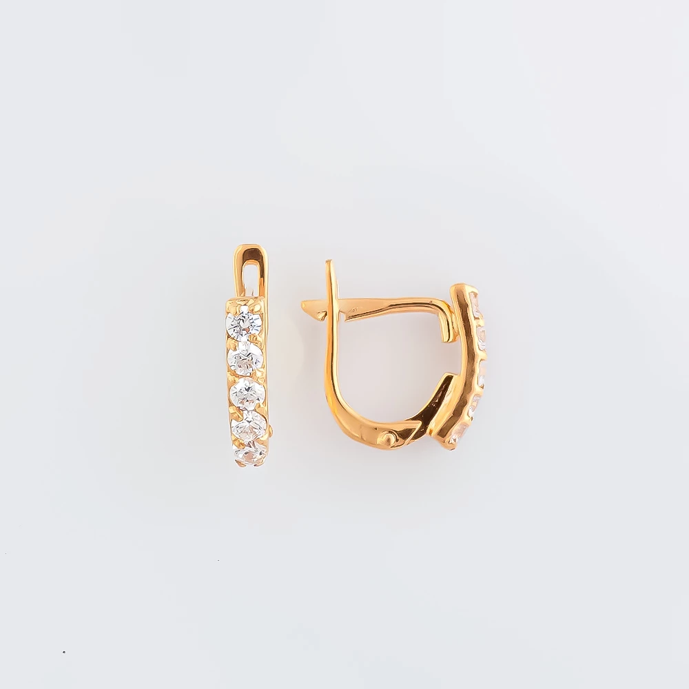 Серьги с фианитом из красного золота 585 пробы 1