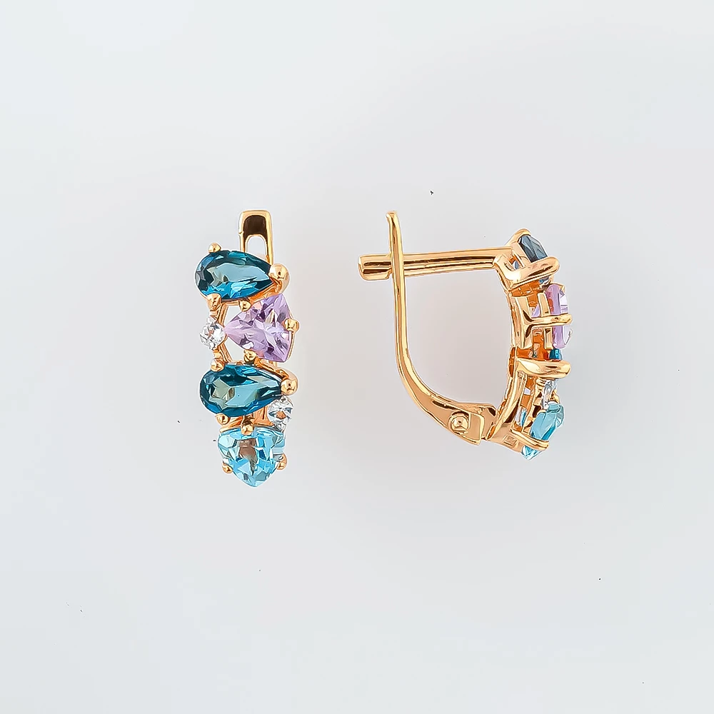 Серьги с топазом из красного золота 585 пробы 1