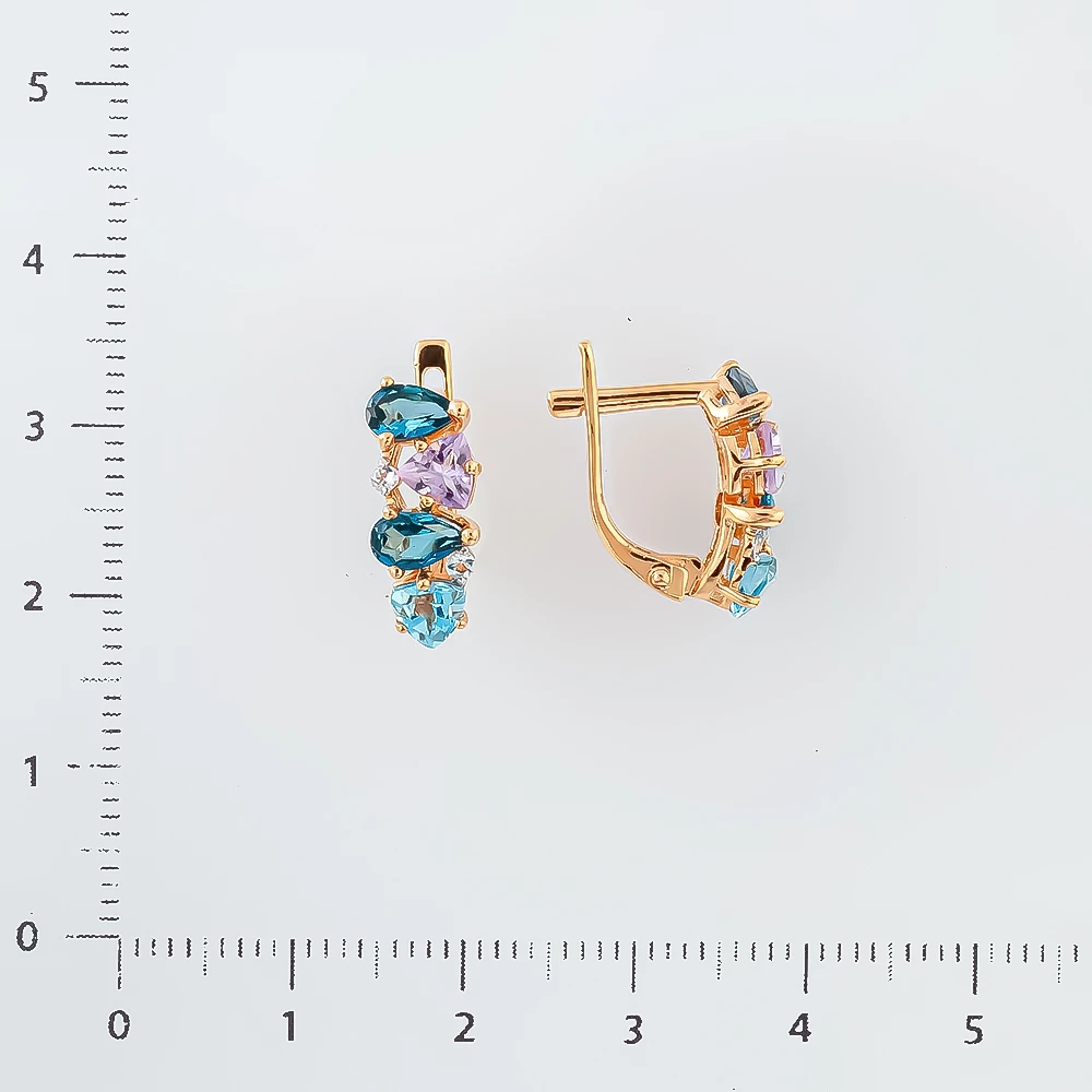 Серьги с топазом из красного золота 585 пробы 2