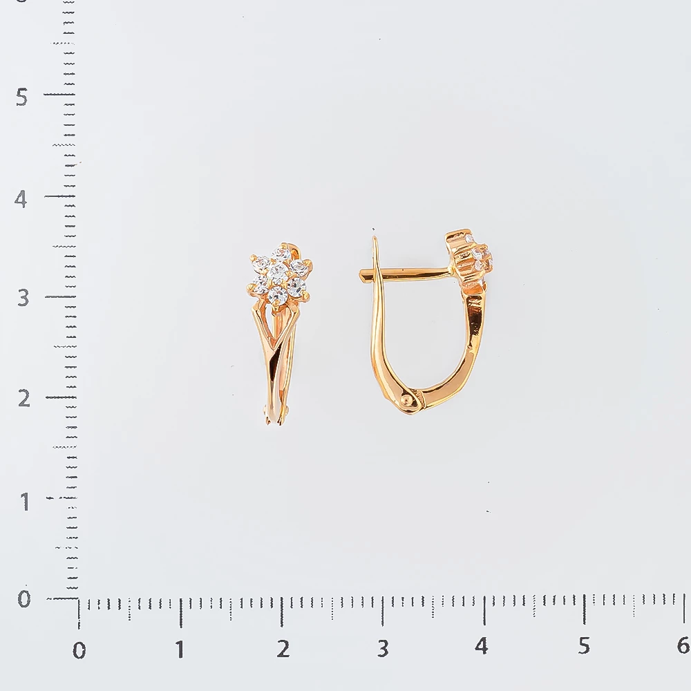 Серьги с фианитом из красного золота 585 пробы 2