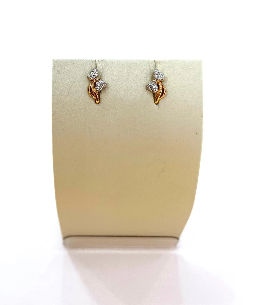 Серьги с фианитом из красного золота 585 пробы 1