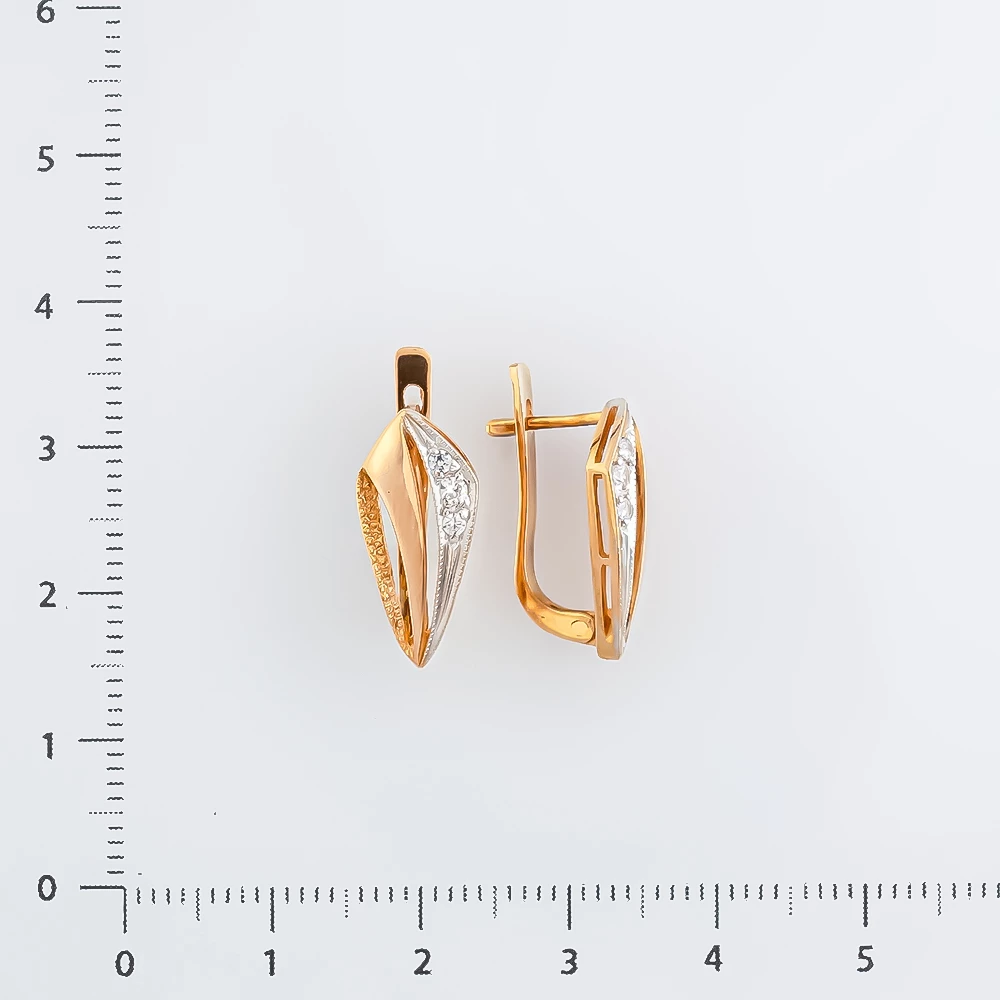 Серьги с фианитом из красного золота 585 пробы 2